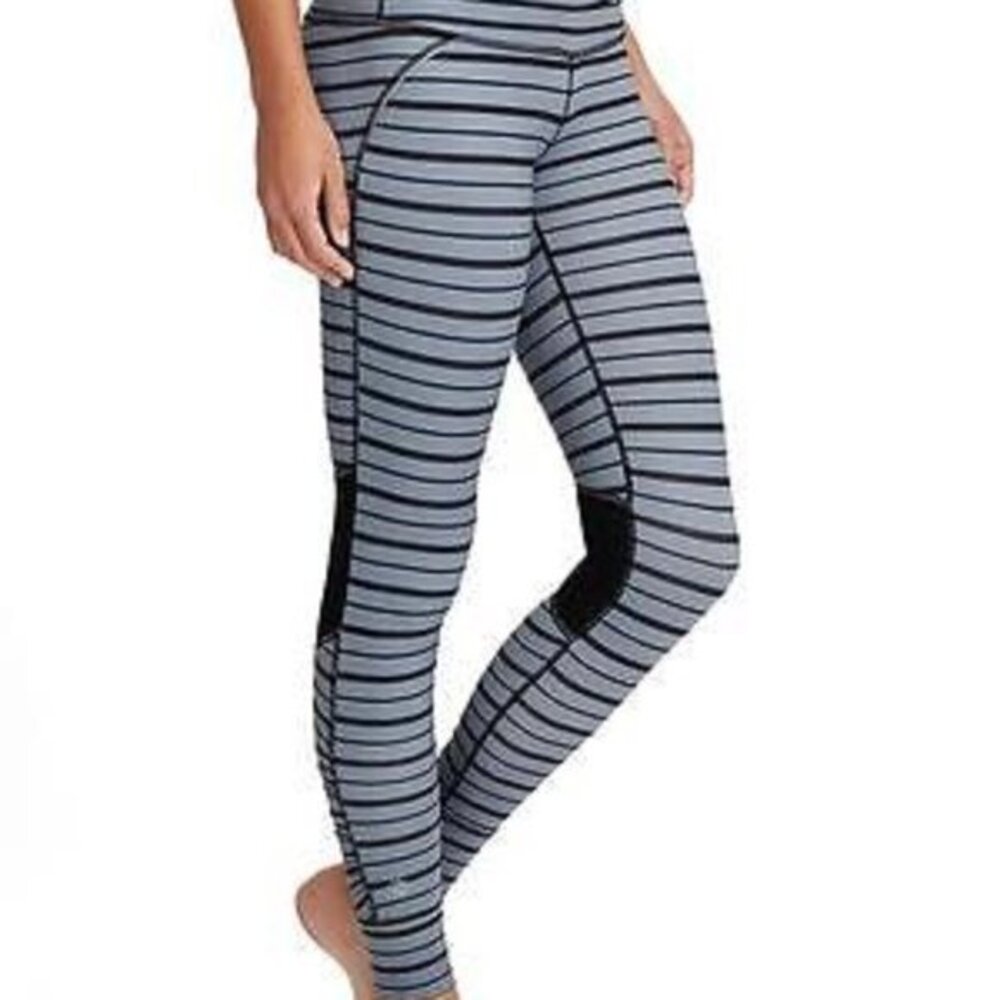 Athleta Gray Black Relay Striped Legging Womens XL Running